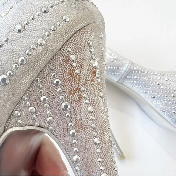 Sheikh Silver Metallic Studded Platform Pleasers‎ Size 9 6” Heel Boudoir Pole - Picture 10 of 14